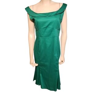 Lindy Bop Isla kelly green 50s style fishtail wiggle dress size US 10